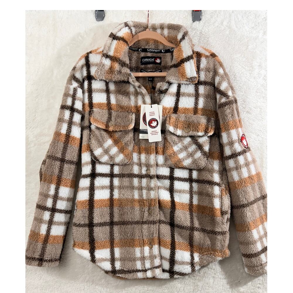 Canada Weather Gear Womens plaid sherpa shacket Size S/P NWT
